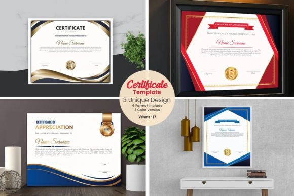 Elegant Diploma Certificate Templates: Complete Course & Training