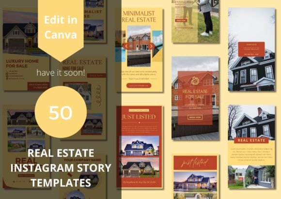 Elevate Your Brand with 50 Real Estate Story Canva Templates