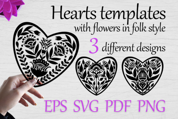 Heart Templates with Flowers, Svg Vol-03: A Practical Folk-Style Design Asset for Modern Creators